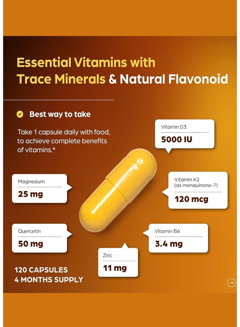 Sthxyfaith Vitamin D3 & K2, 5,000 IU/120 mcg 60 Veg Capsules - Image 2